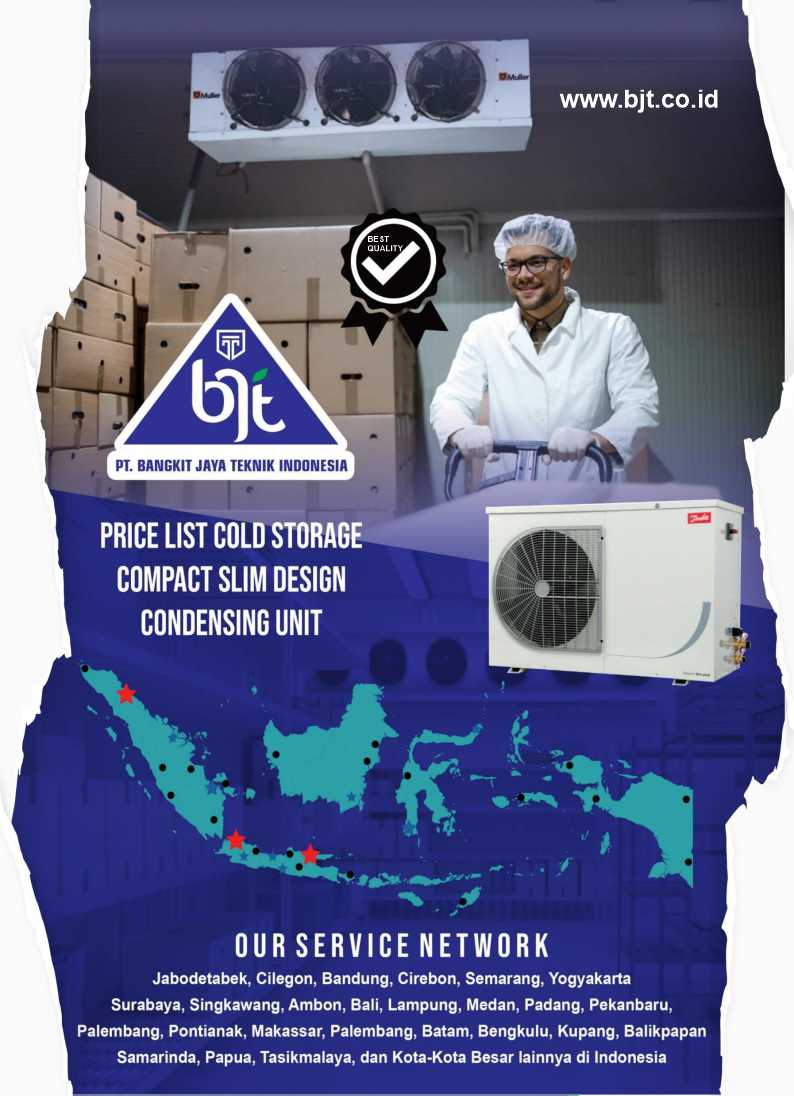 PT. BANGKIT JAYA TEKNIK INDONESIA siap mengerjakan pesanan pembuatan cold storage dan cold room chiller maupun freezer untuk segala aplikasi produk yang disimpan, garansi 1 tahun